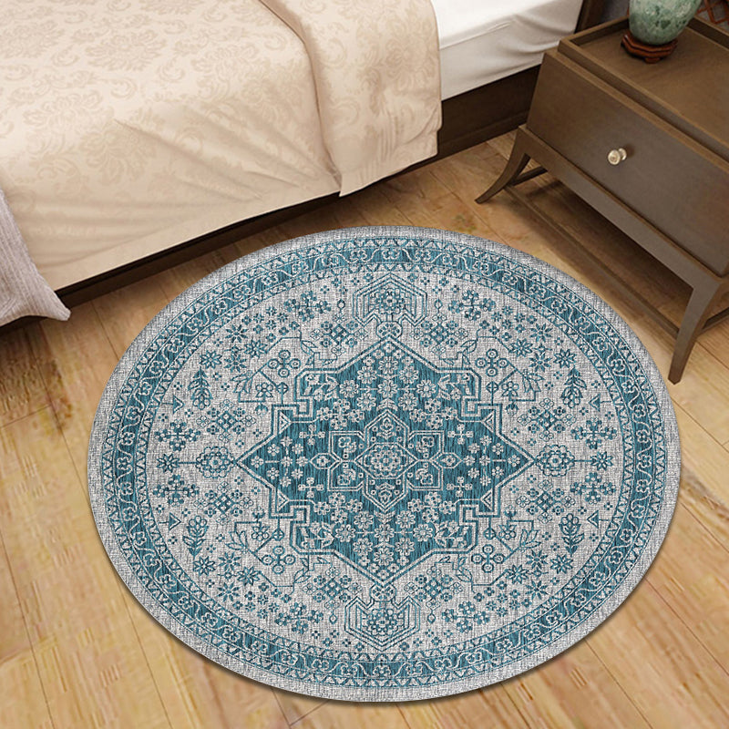 Moroccan Medallion Pattern Rug Multi Color Polypropylene Rug Anti-Slip Backing Pet Friendly Washable Carpet for Bedroom