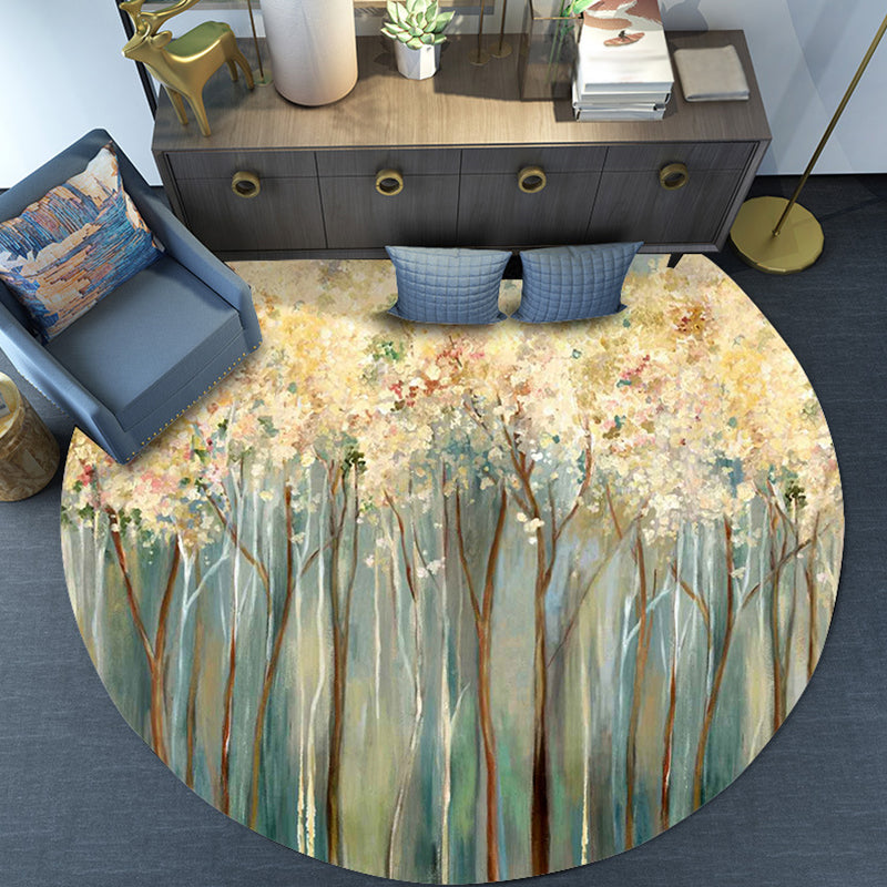 Novelty Modern Rug in Yellow Abstract Floral Pattern Rug Polyester Anti-Slip Carpet for Home Decoration