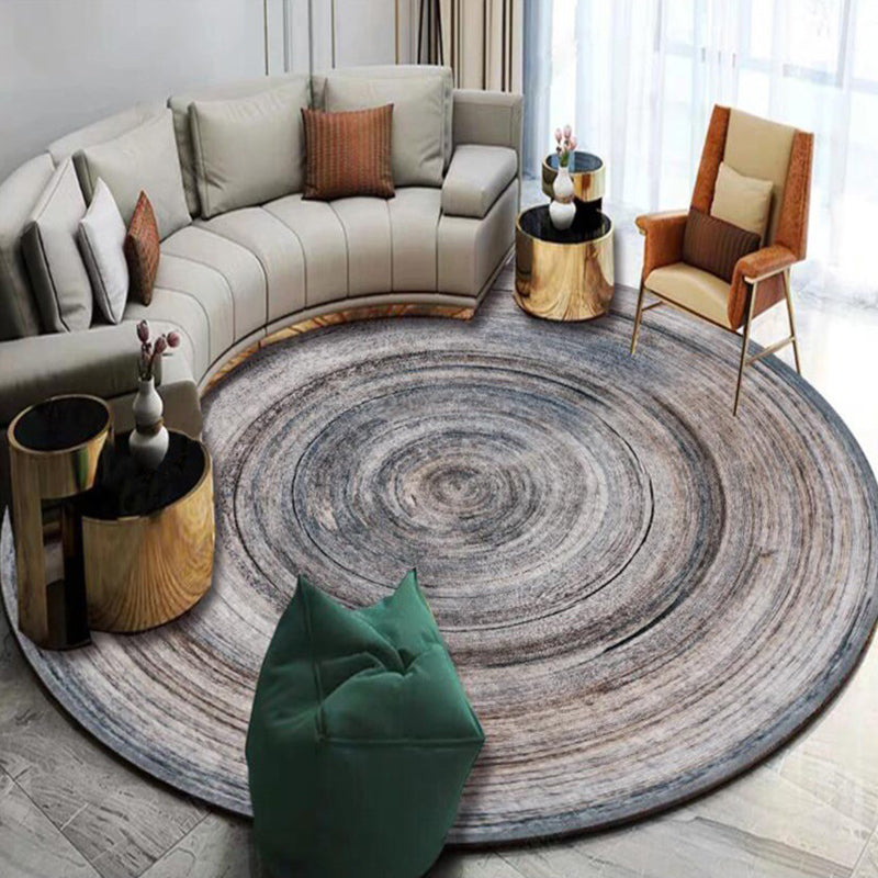 Casual Modern Rug in Grey Abstract Wood Grain Pattern Rug Polyester Machine Washable Carpet for Home Decoration