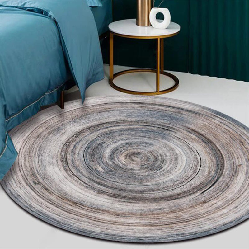 Casual Modern Rug in Grey Abstract Wood Grain Pattern Rug Polyester Machine Washable Carpet for Home Decoration