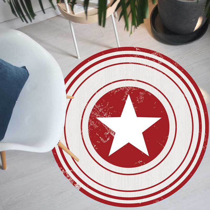 Brown and Green Bedroom Rug Modern Graphics Star Circle Pattern Area Rug Polyester Washable Carpet