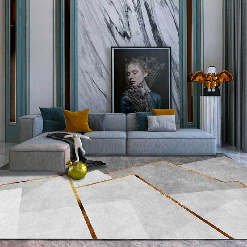 Gray Minimalist Style Mountain Rug for Living Room Power Loom Machine Washable Decorative Area Rug