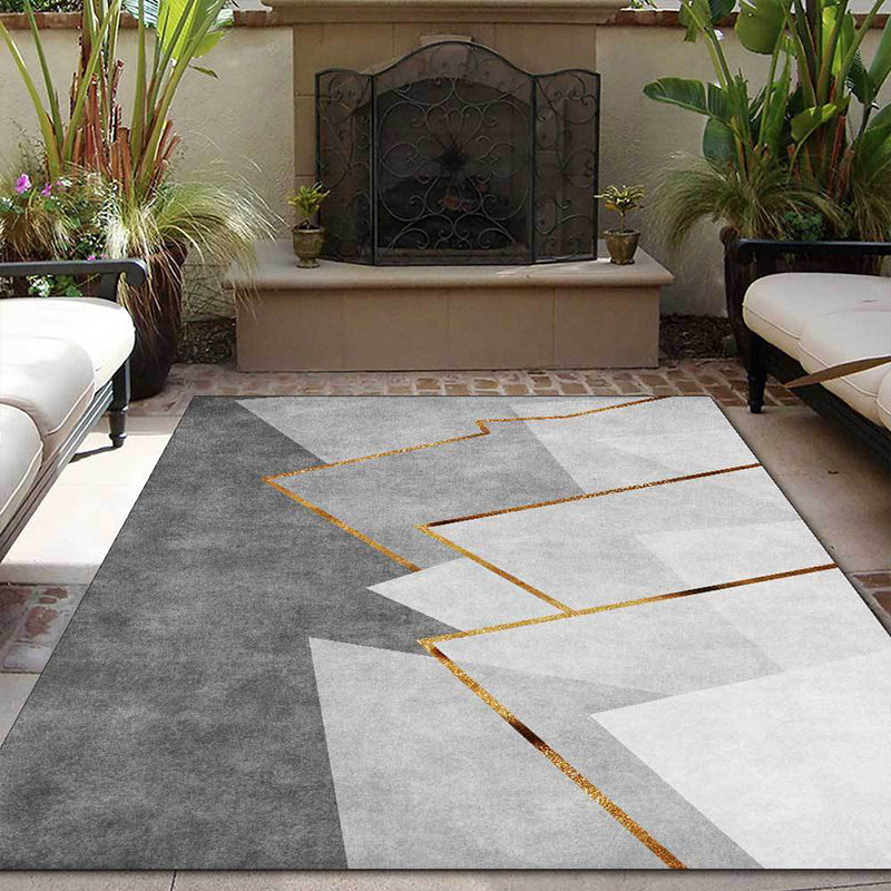Gray Minimalist Style Mountain Rug for Living Room Power Loom Machine Washable Decorative Area Rug
