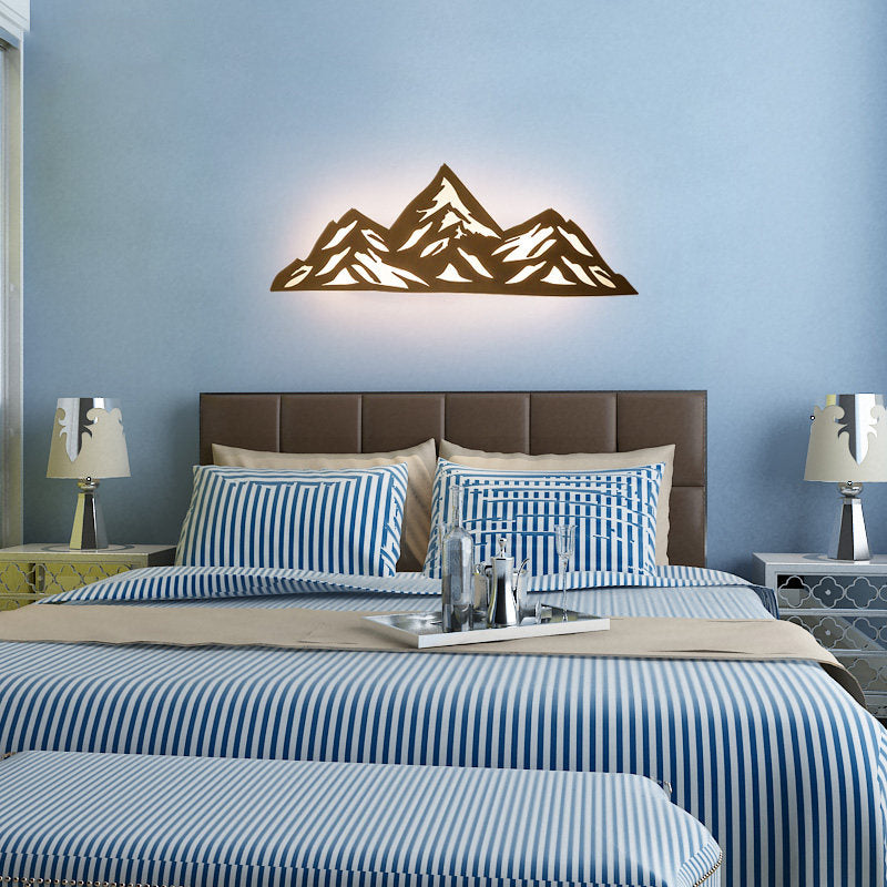 Creative Modern Mountain Sconce Light Wooden Energy Saving Wall Lamp for Child Bedroom