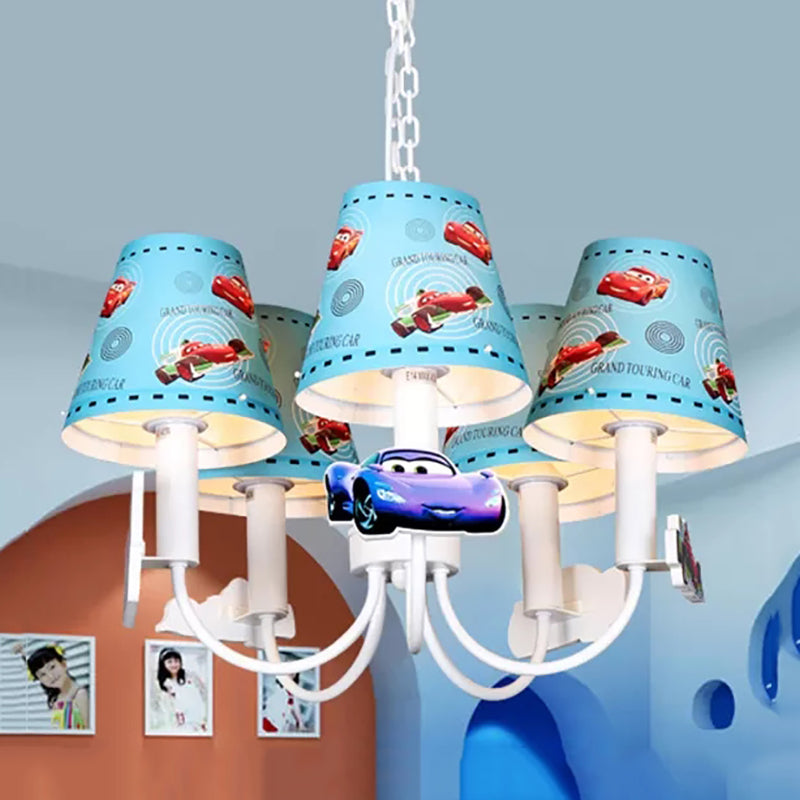 Metallauto hängen Licht fünf Lichter moderner Kronleuchter in Blau für Jungen Schlafzimmer