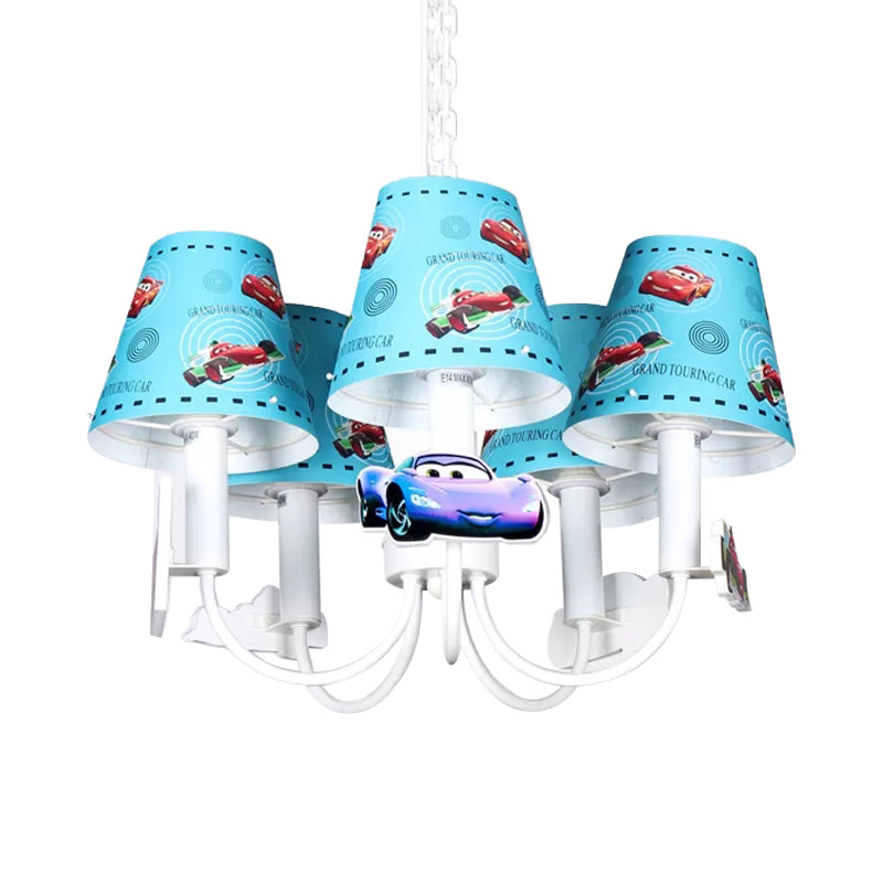 Metal  Car Hanging Light Five Lights Modern Style Chandelier in Blue for Boys Bedroom