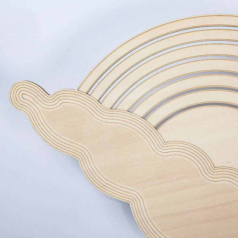 Rainbow & Cloud Led Wall Light Wood Cartoon SCONCE Licht in Beige voor kleuterschoolslaapkamer