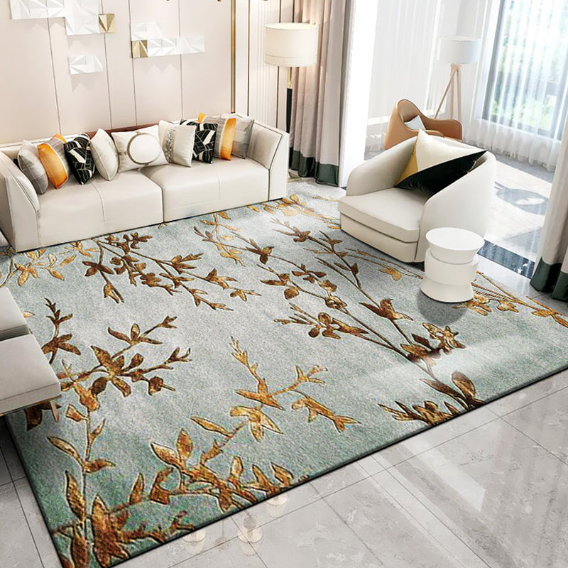 Classic Multi-Color Oriental Rug Polyester Branch and Bird Pattern Carpet Washable Pet Friendly Anti-Slip Carpet for Parlor