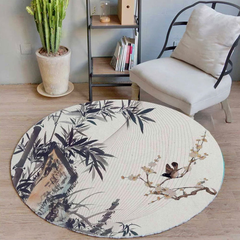 Uniek vogelpatroon Tapijt met tak Multicolor oosterse tapijt polyester machine wasbaar niet-slip tapijt voor balkon