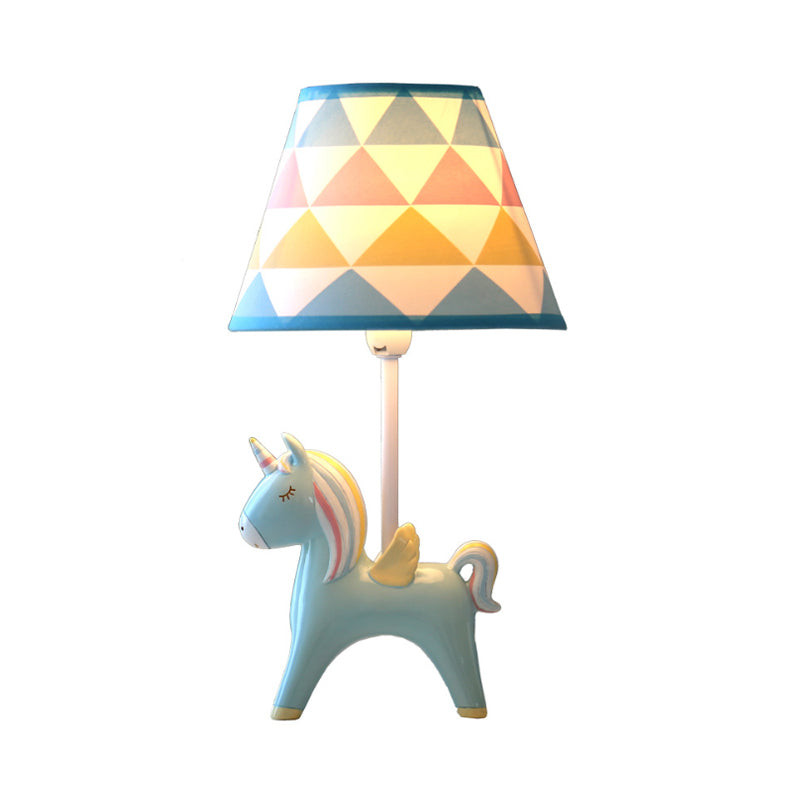 Modern Lovely Carousel Table Light One Light Resin Table Lamp with Tapered Shade for Kid Bedroom