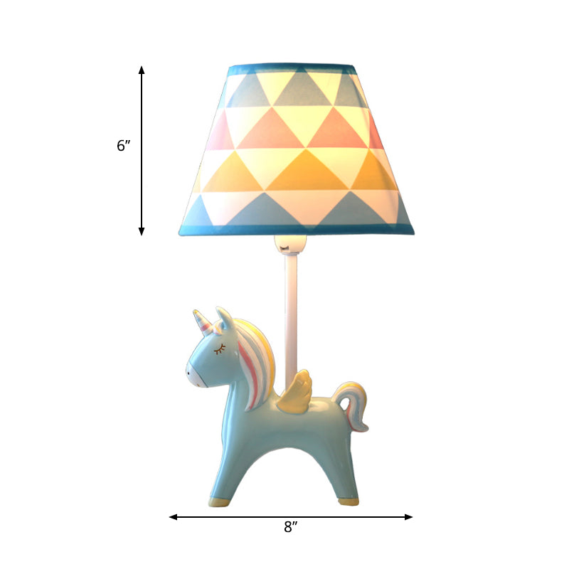 Modern Lovely Carousel Table Light One Light Resin Table Lamp with Tapered Shade for Kid Bedroom