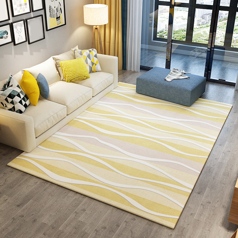 Minimalist Swirl Line Rug Light Color Synthetics Indoor Rug Non-Slip Carpet for Home Decoration