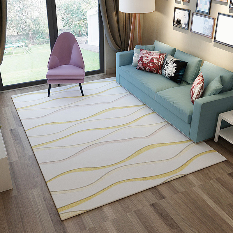 Minimalistischer Swirl-Line-Teppich, heller Synthetik-Innenteppich, rutschfester Teppich für Heimdekoration