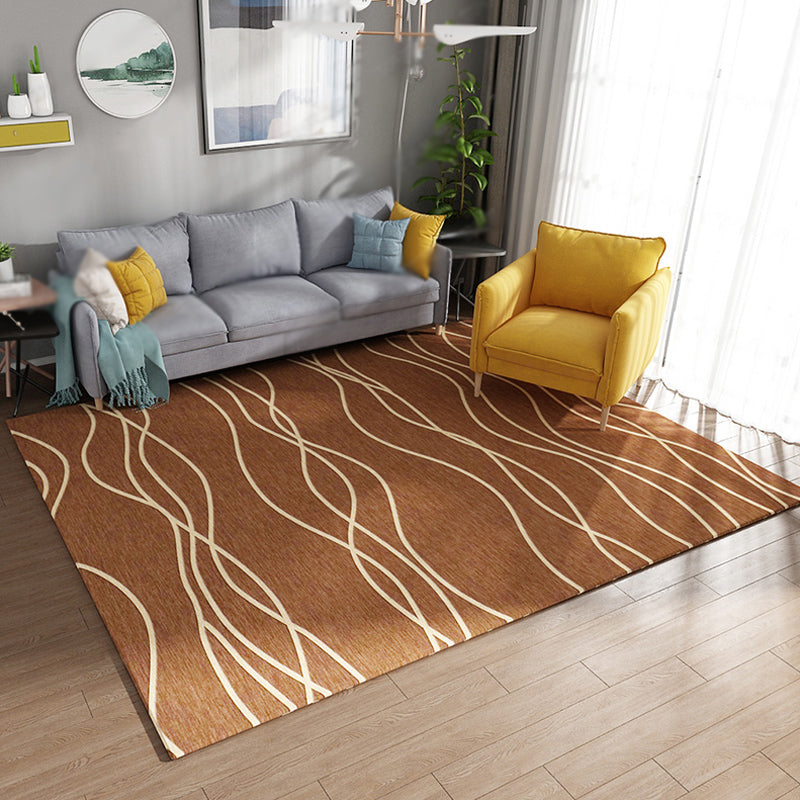 Minimalistischer Swirl-Line-Teppich, heller Synthetik-Innenteppich, rutschfester Teppich für Heimdekoration