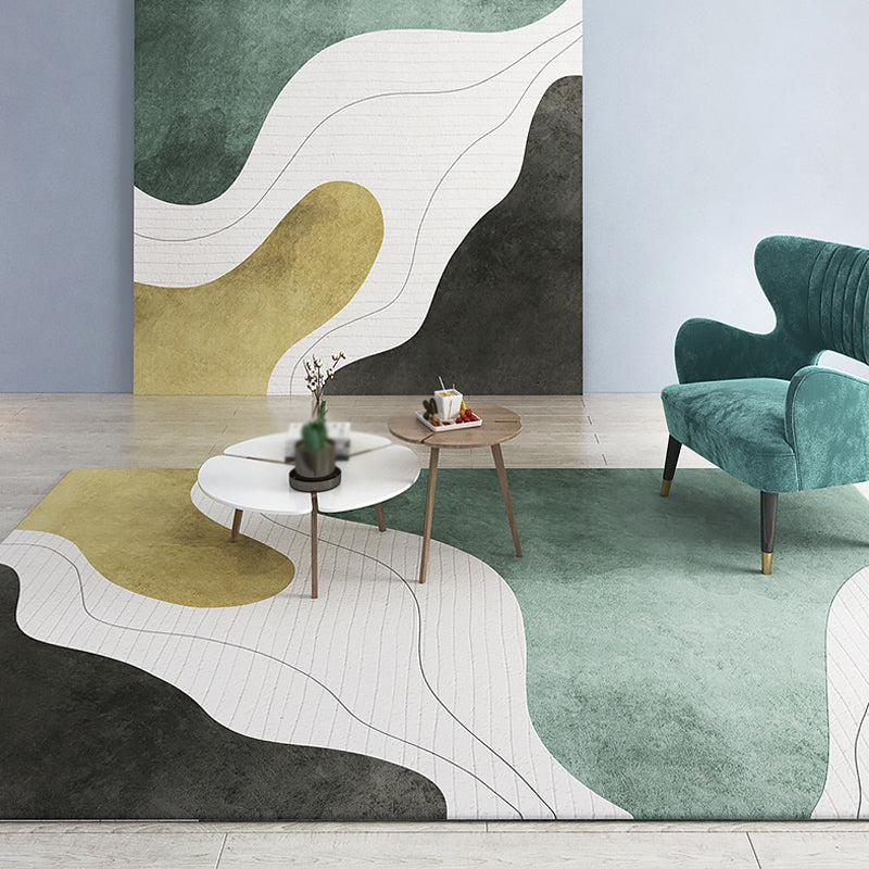 Simple Bright Color Modernist Indoor Rug Synthetics Banded Area Carpet Anti-Slip Backing Rug for Living Room