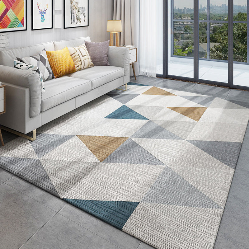 Eco-Friendly Geometry Area Rug Multi-Color Nordic Carpet Polypropylene Non-Slip Backing Rug for Home Decor