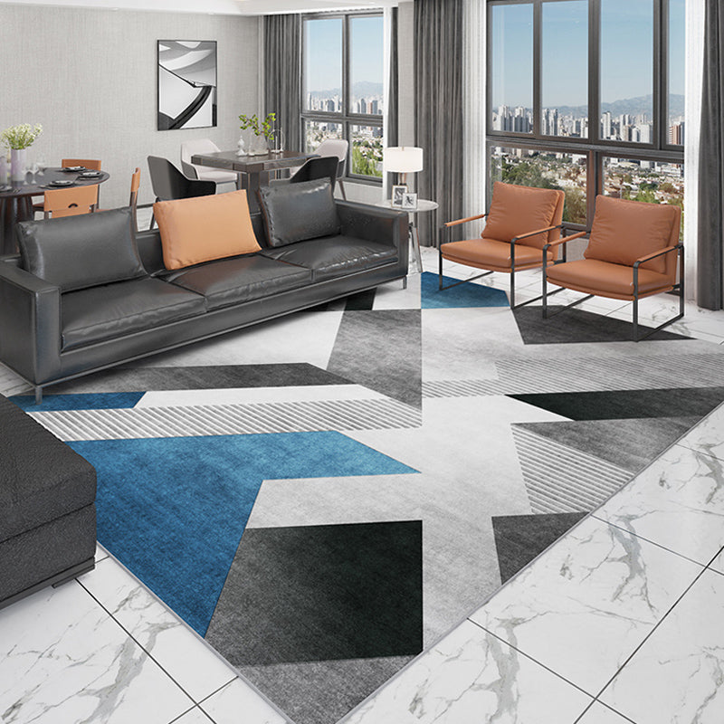 Dark Color Geometric Area Rug Synthetics Simple Carpet Machine Washable Indoor Rug for Home Decoration