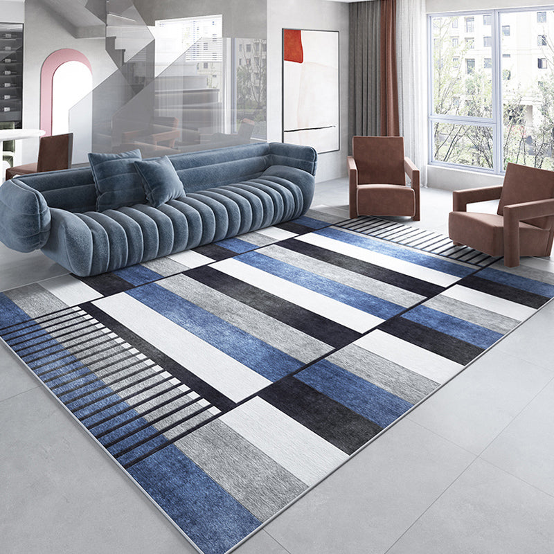 Dark Color Geometric Area Rug Synthetics Simple Carpet Machine Washable Indoor Rug for Home Decoration