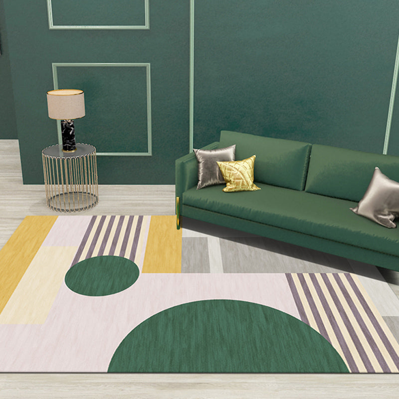 Pastel Color Living Room Indoor Rug Contemporary Colorblock Carpet Polyster Stain-Resistant