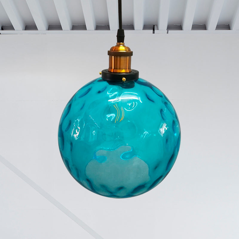 Globe Pendant Light Industrial 1 Light 8 "/10"/12 "Weitgeschwindige Glashängelampe in Blau