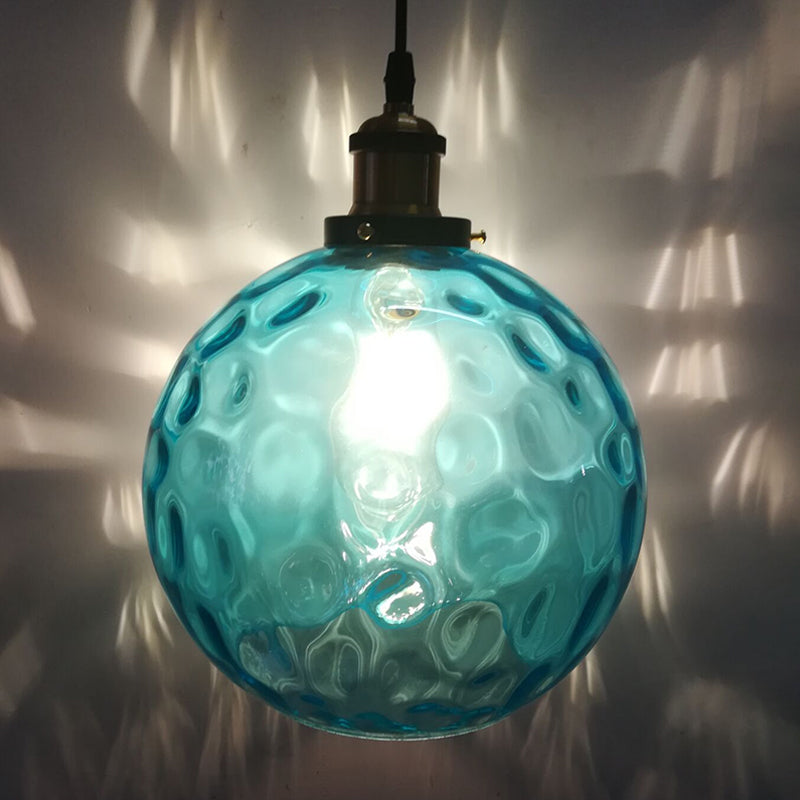 Globe Pendant Light Industrial 1 Light 8 "/10"/12 "Weitgeschwindige Glashängelampe in Blau