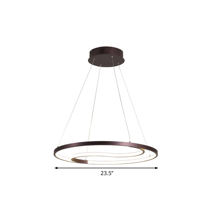 Moderne ring hangende lamp eigentijdse metalen led koffie plafond kroonluchter in warm/wit licht, 23,5 "/30" w
