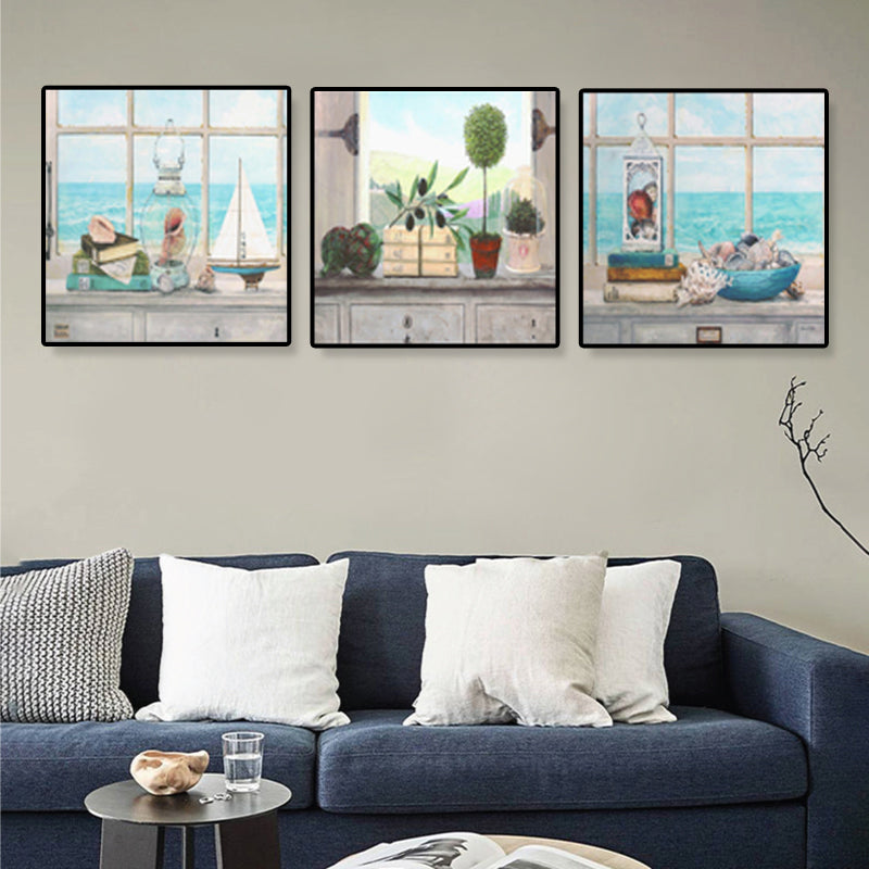 Nordic Still Life Canvas Wall Art Light Color Textured Wall Decor for Stairway, Set of 3