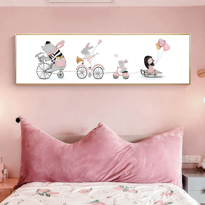 Dessin d'animaux sur toile, couleur Pastel, décoration murale de dessin animé pour chambre d'enfant