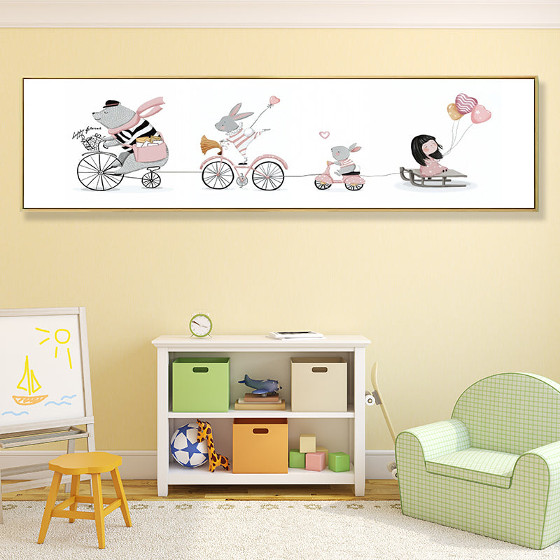 Dessin d'animaux sur toile, couleur Pastel, décoration murale de dessin animé pour chambre d'enfant