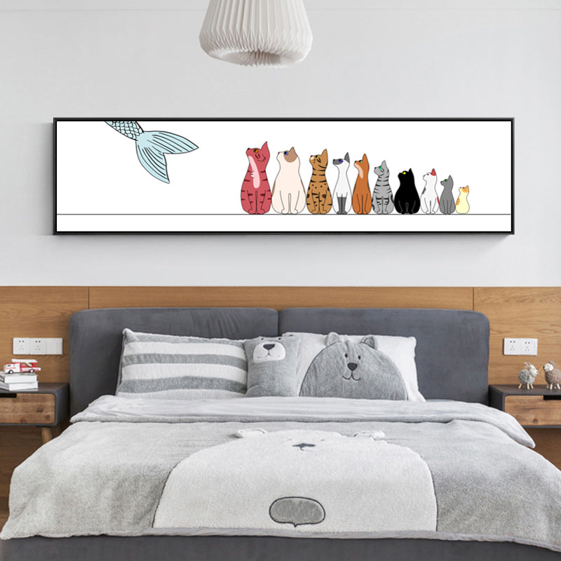 Drawing Animals Canvas Art Pastel Color Cartoon Wall Decor for Childrens Bedroom