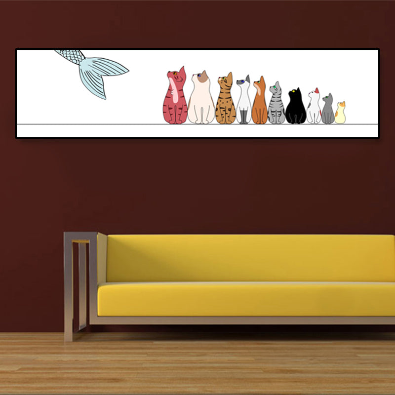 Dessin d'animaux sur toile, couleur Pastel, décoration murale de dessin animé pour chambre d'enfant