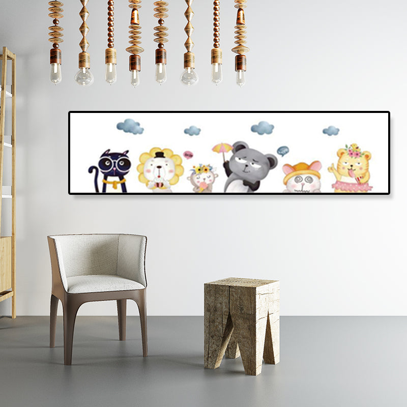 Dessin d'animaux sur toile, couleur Pastel, décoration murale de dessin animé pour chambre d'enfant
