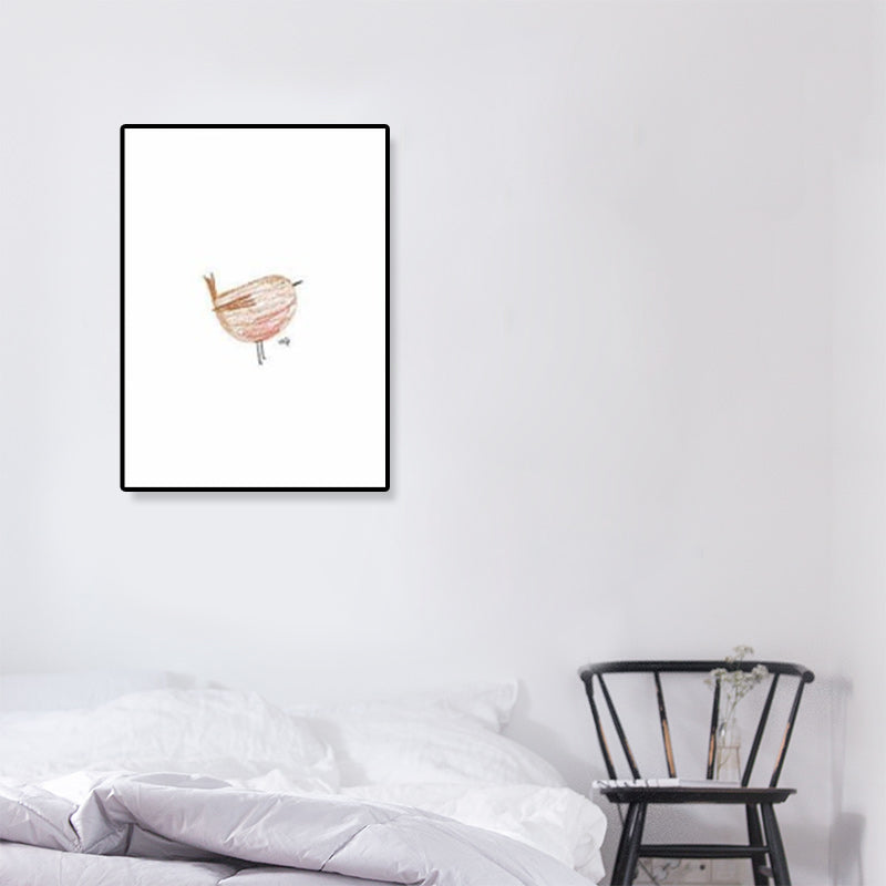 Pink Birdie Wall Art Decor Textured Minimalistic Kids Bedroom Canvas, Multiple Sizes