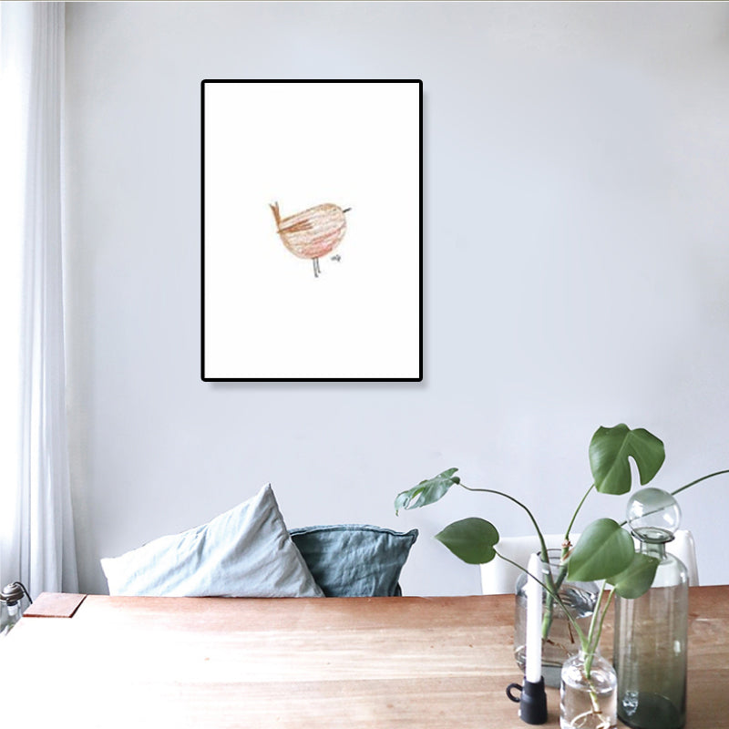 Pink Birdie Wall Art Decor Textured Minimalistic Kids Bedroom Canvas, Multiple Sizes