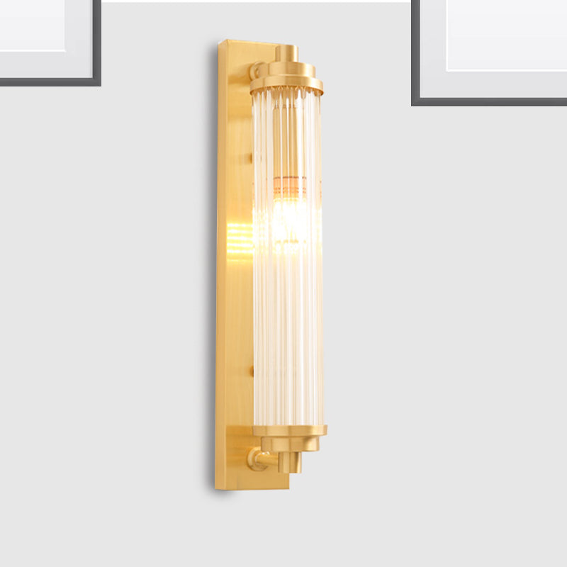 Cylinder Living Room Wall Light Fixture Clear Crystal Pipes LED Contemporary Wall Lighting