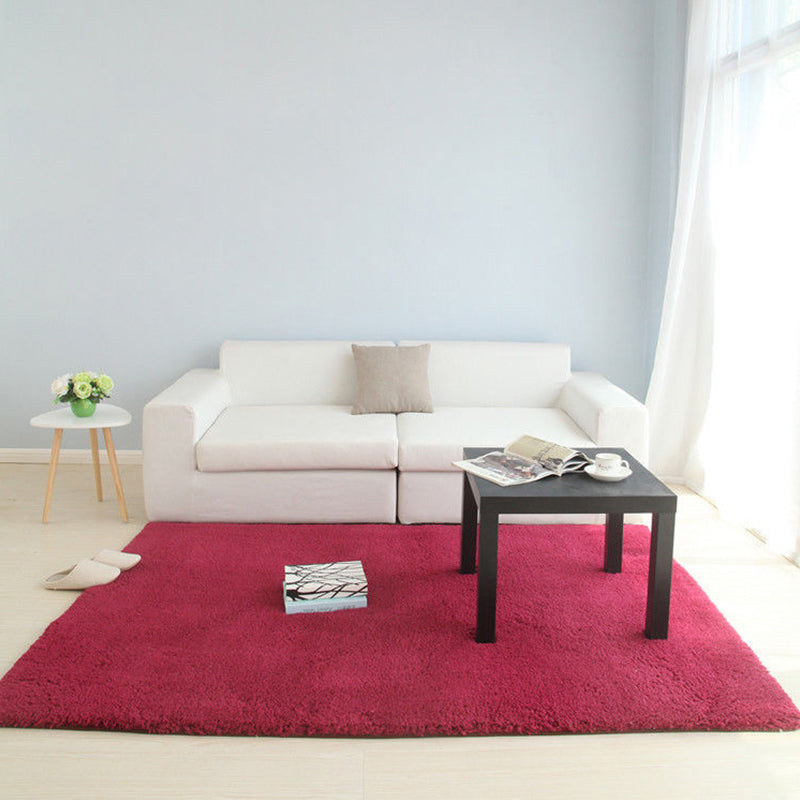 Contemporary Solid Color Rug Grey and Red Sherpa Rug Machine Washable Non-Slip Area Rug for Bedroom