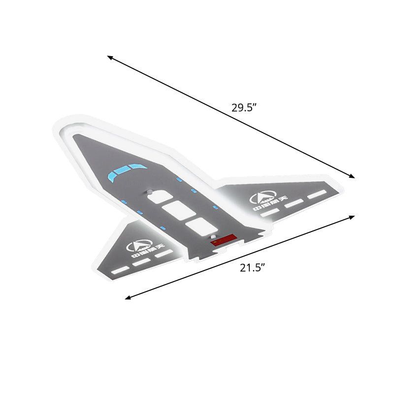 White 3D Aeroplane Design Flush Light Fixture Contemporary Metallic LED Flush Mount Lamp for Kid Room