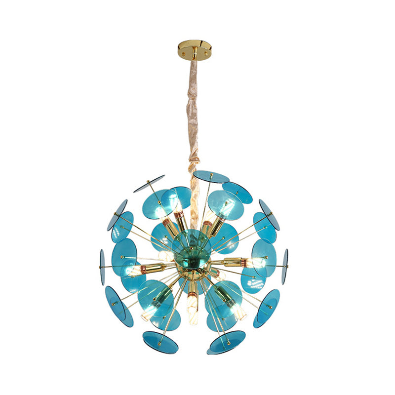 Sputnik Bedroom Ceiling Chandelier Metal 12-Bulb Modernist Hanging Ceiling Light in Grey/White/Blue