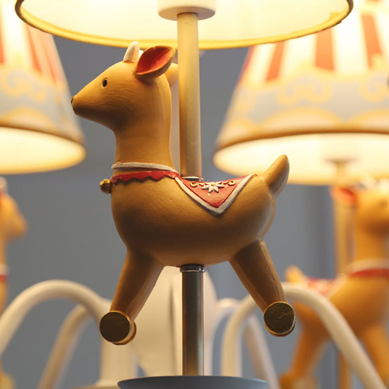 Cartoon Round-go-merry Chandelier Metal 5 Lights Hanging Light for Kindergarten
