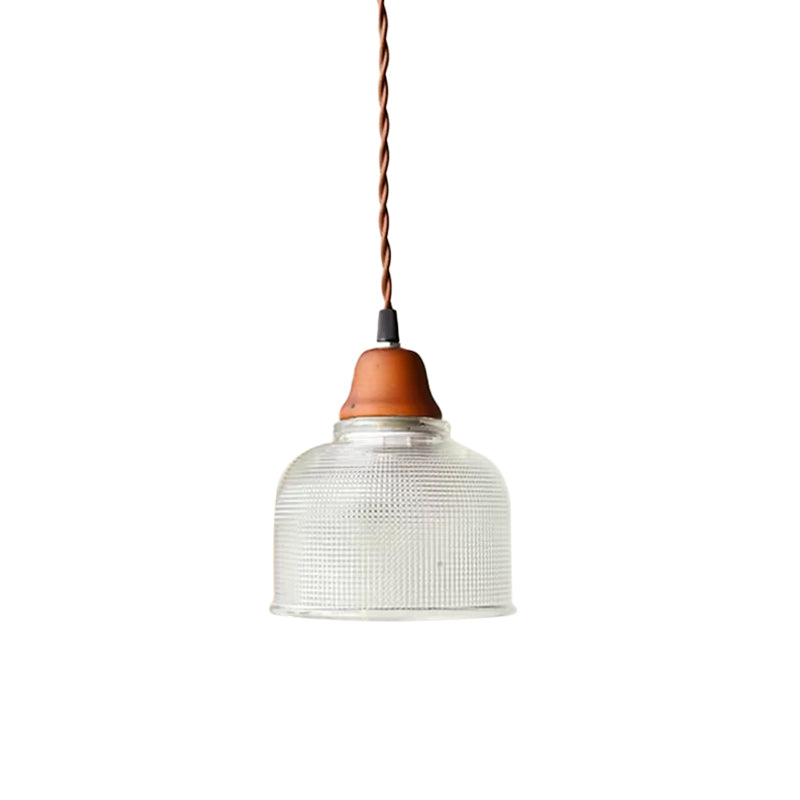 Countryside Bowled Suspension Pendant 5.5"/10.5" Wide 1 Bulb Clear Grid Glass Ceiling Light Fixture in White