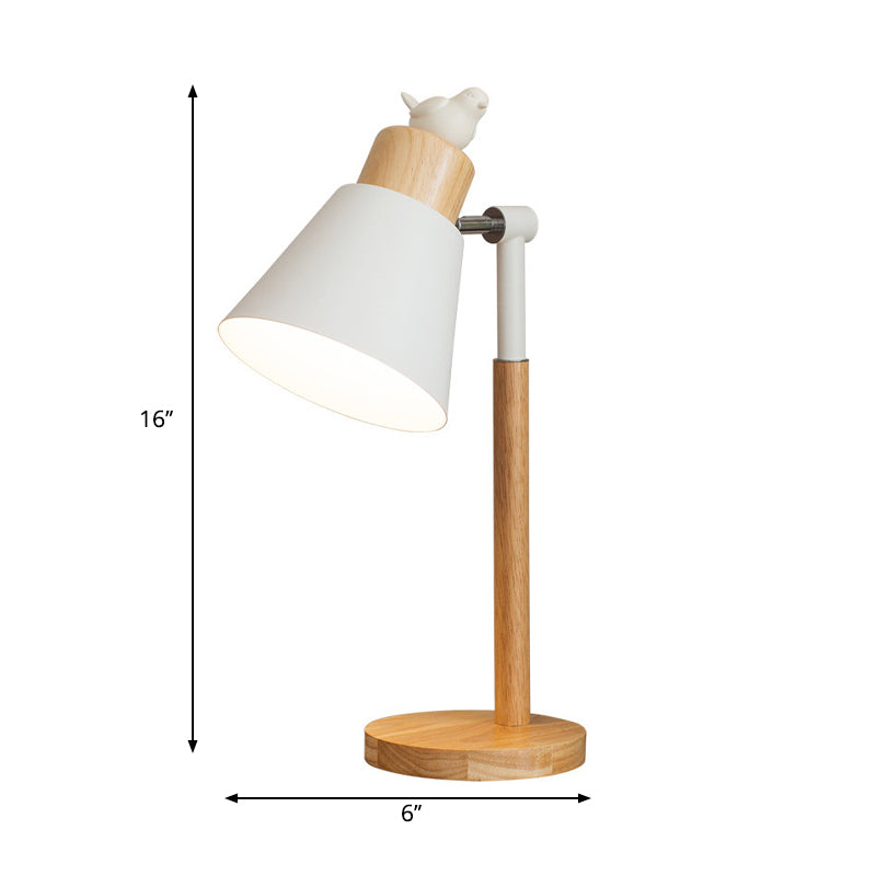 Rotatable Wood Desk Light with Animal Deco Living Room 1 Light Nordic Style Table Lamp in Beige