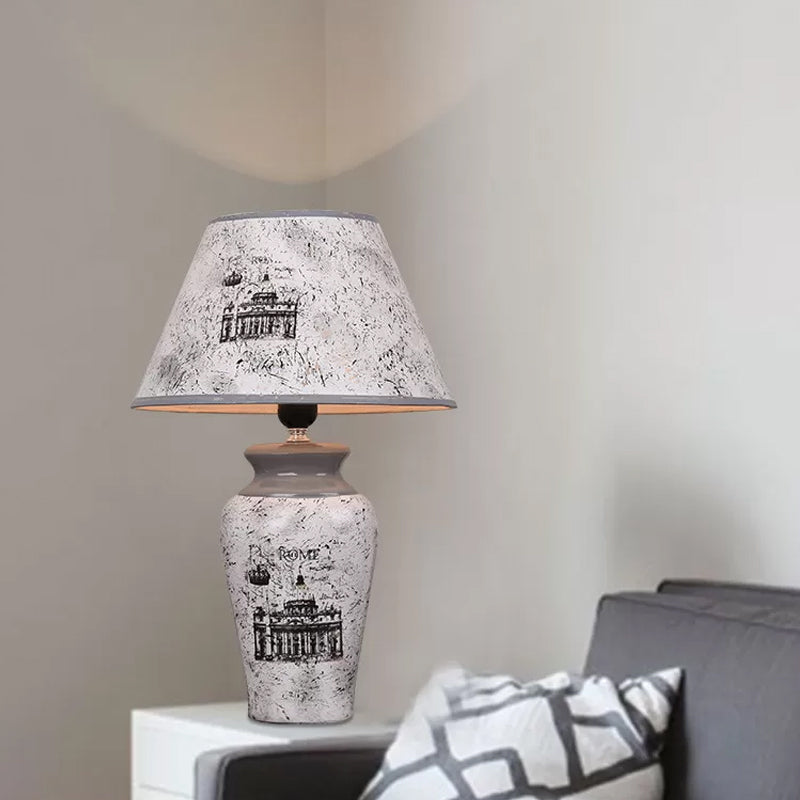 Vase grigio Light Simplicità Light da scrivania in porcellana 1 bulba con tonalità di carta conica