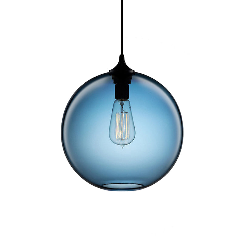 1 Glühbirnenzylindrische hängende leichte industrielle klare/blau/bernsteinfarbene Glasdecke Anhängerlampe für das Restaurant