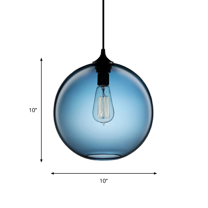 1 Glühbirnenzylindrische hängende leichte industrielle klare/blau/bernsteinfarbene Glasdecke Anhängerlampe für das Restaurant