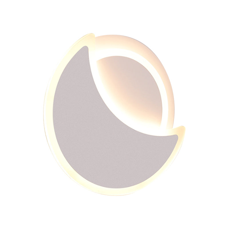 Acrylic Moon Eclipse Flush Wall Sconce Nordic Black/White LED Wall Mount Lamp in Warm/White Light for Bedroom