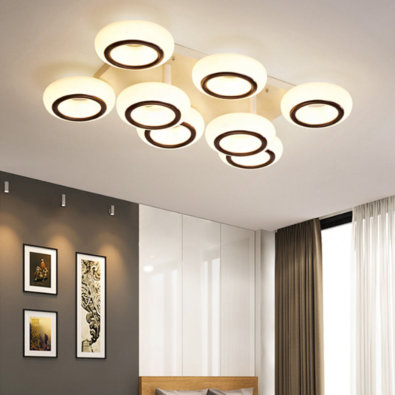 Acrylic Doughnut Ceiling Flush Light Modernist 3/6-Head White LED Flush Mount Light Fixture
