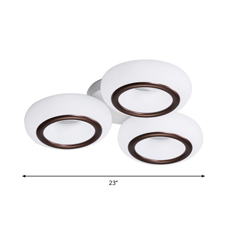 Acrylic Doughnut Ceiling Flush Light Modernist 3/6-Head White LED Flush Mount Light Fixture