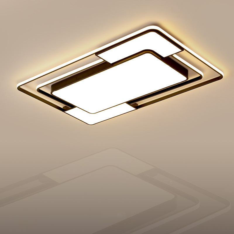 Acrilico Square / Rectangular Ceiling Light Modern Black LED Flush Mount in Warm / White/3 Color Light for Living Room