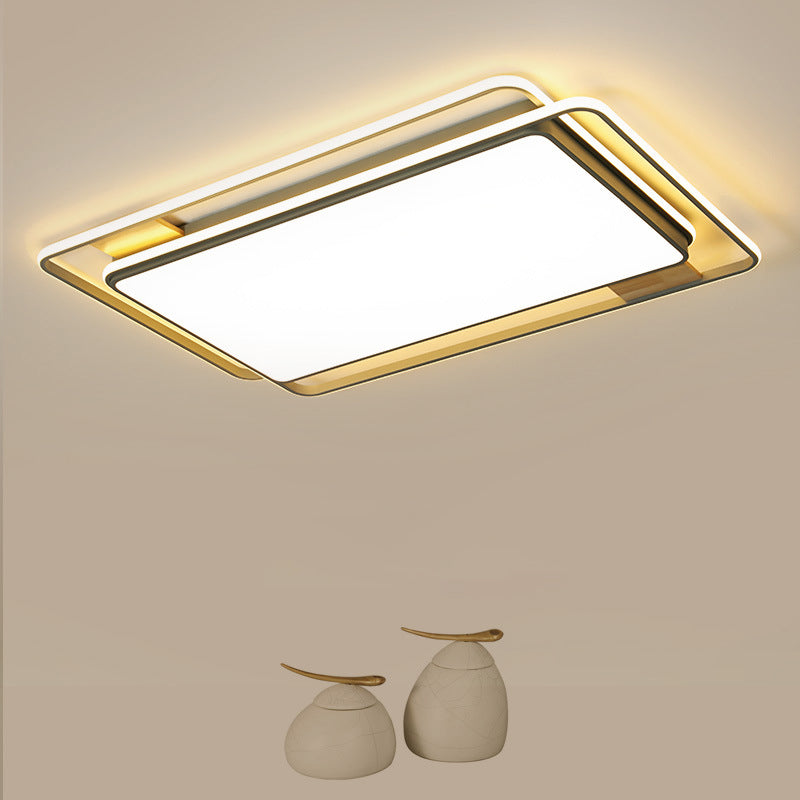 Acrylic Rectangle Flush Mount Fixture Simple Grey LED Close to Ceiling Lamp in Warm/White/3 Color Light, 37.5"/43" W