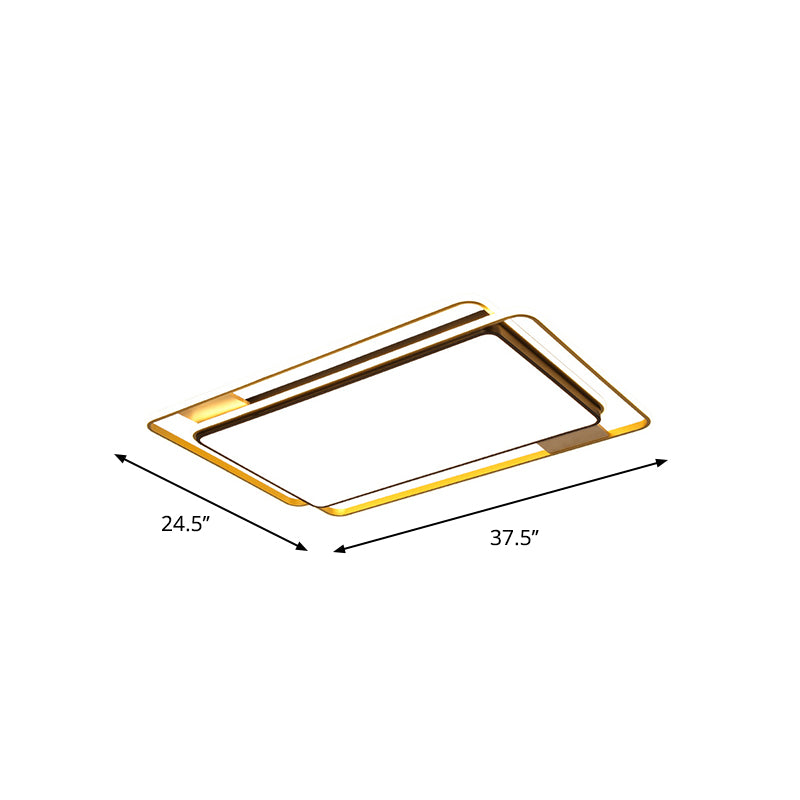 Acrylic Rectangle Flush Mount Fixture Simple Grey LED Close to Ceiling Lamp in Warm/White/3 Color Light, 37.5"/43" W